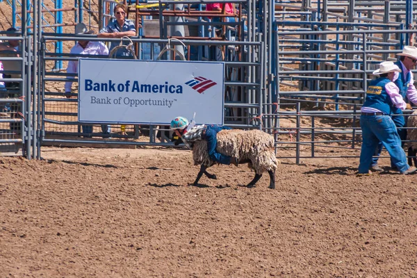 Santa Maria Usa Juni 2010 Rodeo Kind Met Helm Vast — Stockfoto