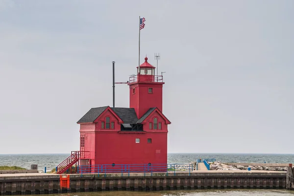 Holanda Junio 2008 Primer Plano Del Faro Del Puerto Rojo — Foto de Stock