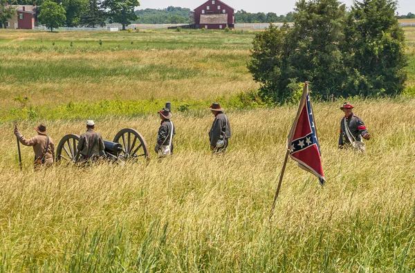 Gettysburg Usa Junio 2008 Monumentos Battlefield Paisaje Con Grupo Machos —  Fotos de Stock