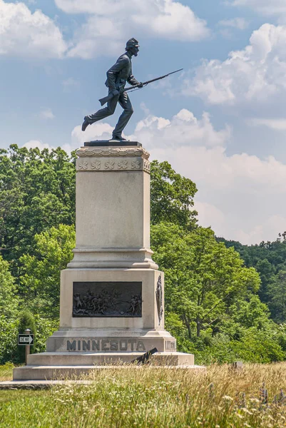 Gettysburg Usa Juni 2008 Battlefield Monument Närbild Minnesota Infanteriregementets Staty — Stockfoto