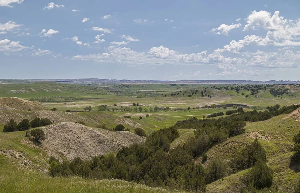 Badlands National Park Usa Giugno 2008 Vasto Paesaggio Verde Prateria — Foto Stock