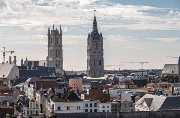 Gent Flandes Bélgica Julio 2021 Vista Aérea Las Torres Del — Foto de Stock