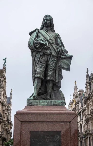 Antwerpen Belgium August 2021 Bronze Statue David Teniers Baroque Painter — Stock Photo, Image