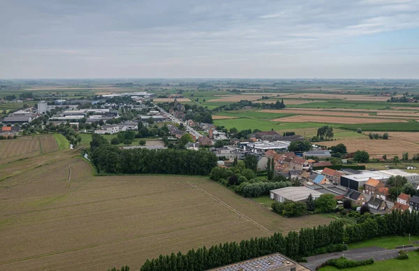 Diksmuide Flandres Bélgica Agosto 2021 Vista Aérea Sobre Ampla Paisagem — Fotografia de Stock