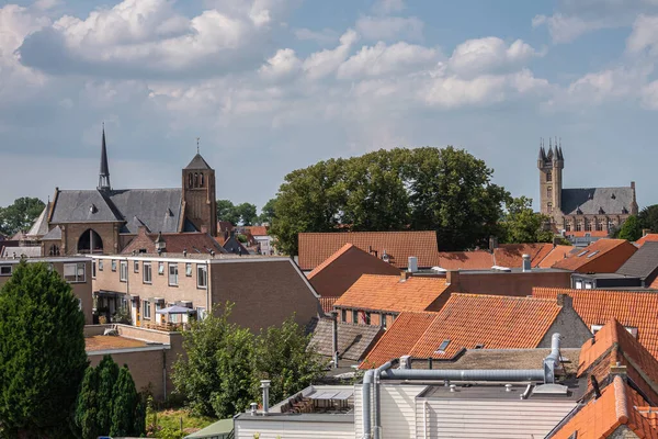 Sluis Netherlands August 2021 Red Roof Skyline Sint Johannes Doperkerk — Stock Photo, Image