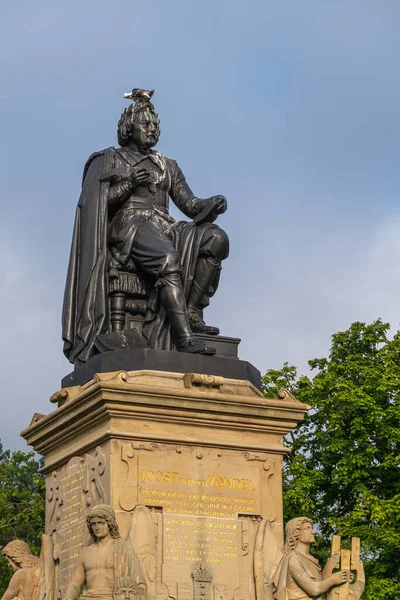 Amsterdam Niederlande August 2021 Nahaufnahme Einer Bronzestatue Von Vondel Auf — Stockfoto