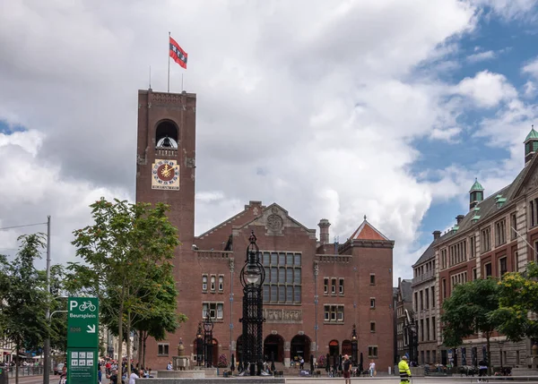 Amsterdam Netherlands August 2021 Red Brown Brick Stone Stock Exchange — Stock Photo, Image