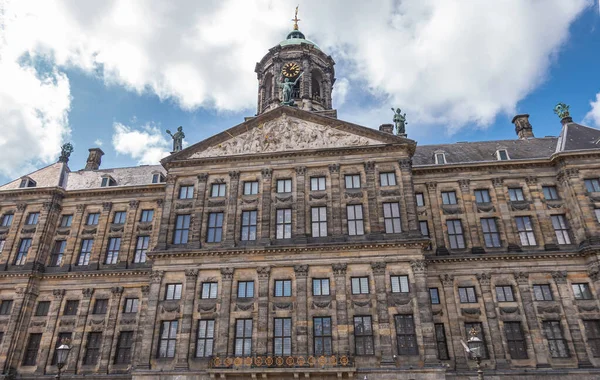 Amsterdam Netherlands August 2021 Closeup Front Brown Stone Facade Monumental — Stock Photo, Image