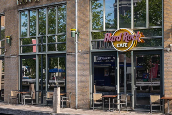 Ámsterdam Países Bajos Agosto 2021 Parte Fachada Hard Rock Café — Foto de Stock