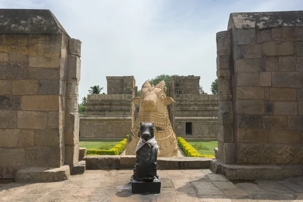 Die beiden Nandi-Statuen im Gangaikunda-Tempel. — Stockfoto