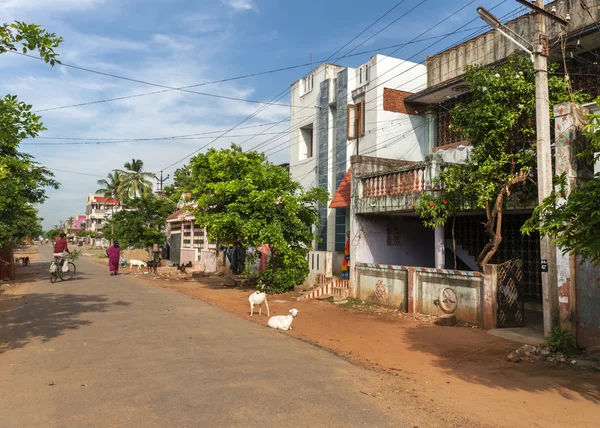Residentieel straat in Kumbakonam. — Stockfoto