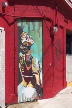 Afrikalı kadın grafiti çok renkli.