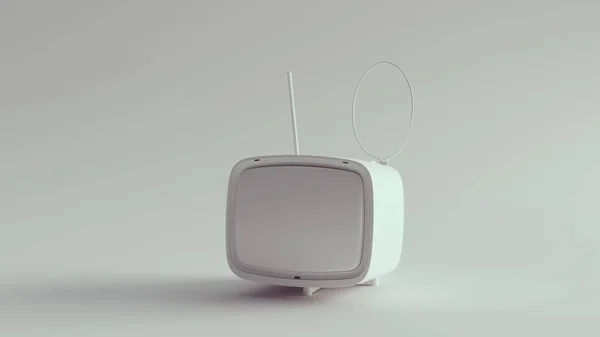 Conjunto Televisão Retro Vintage Branco Com Rodada Ariel Ilustração Renderização — Fotografia de Stock