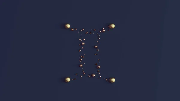 Gêmeos Signo Zodíaco Gêmeos Símbolo Formado Partir Esferas Douradas Bronze — Fotografia de Stock
