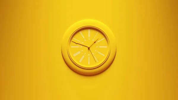 Amarelo Tradicional Casa Parede Relógio Ilustração Render — Fotografia de Stock