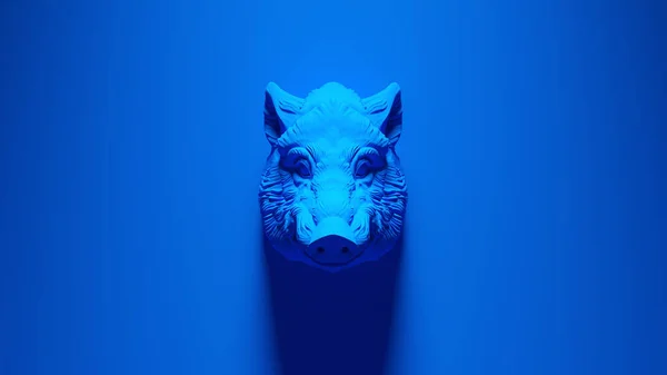Blue Warthog Mounted Bust Illustration — стоковое фото