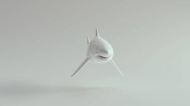 Büyük Beyaz Köpekbalığı Saf Beyaz 3 boyutlu çizim
