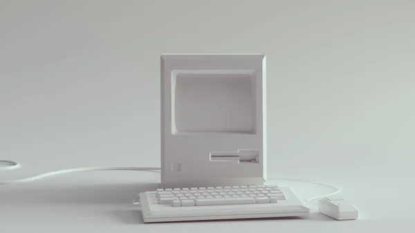 Vintage Computer Toetsenbord Muis Pure White Illustratie Renderen — Stockfoto