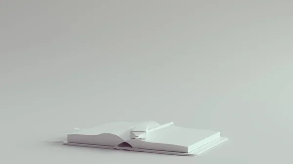 Branco Pequeno Caderno Alta Caneta Isqueiro Ilustração Render — Fotografia de Stock