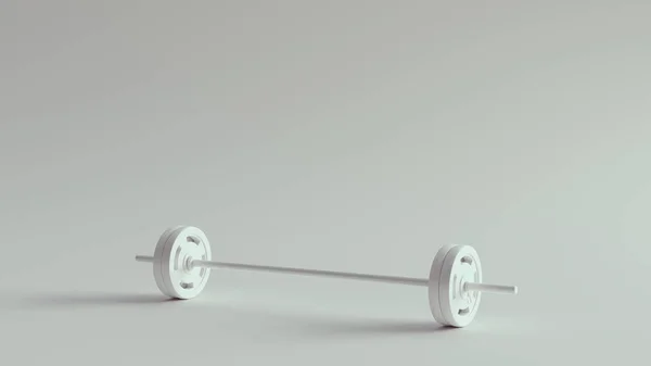 Fehér Barbell Súlyok Illusztráció Render — Stock Fotó