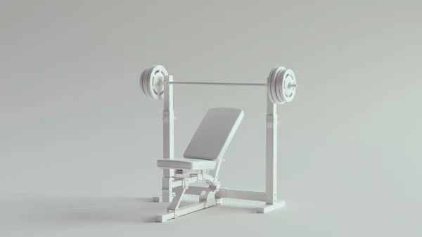 Трехмерная Иллюстрация White Raised Weight Bench — стоковое фото