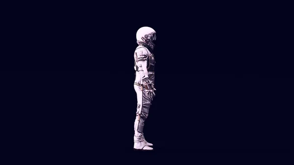 ヴィンテージ宇宙飛行士シルバースーツとブラックバイザー3Dイラストレンダリング — ストック写真