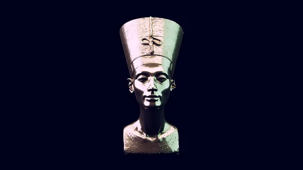 Busto Nefertiti Con Verde Blanco Moody Iluminación Ilustración Render — Foto de Stock