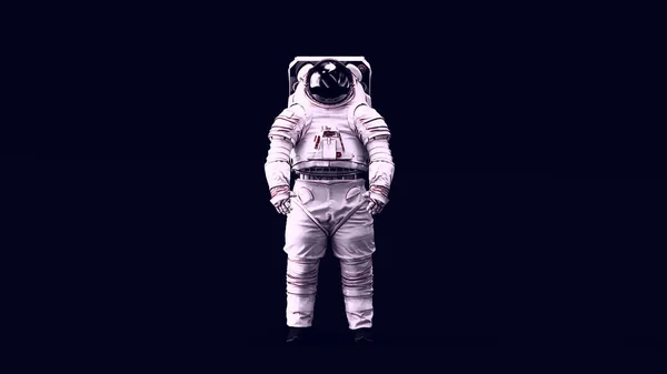 Astronaut Med Svart Visir Och Vit Rymdpromenad Spacesuit Illustration Render — Stockfoto