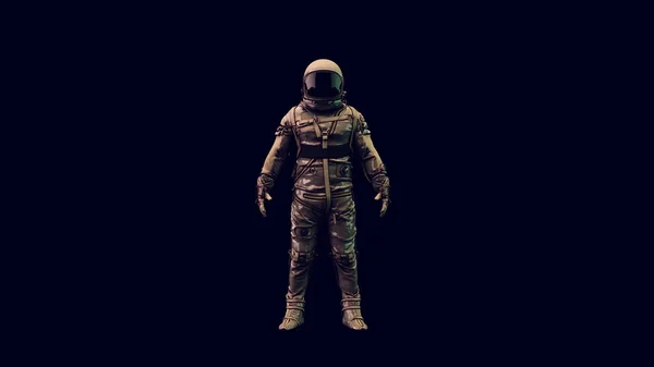 ヴィンテージ宇宙飛行士シルバースーツとブラックバイザー3Dイラストレンダリング — ストック写真