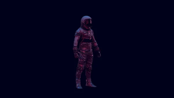 Вінтажний Астронавт Срібний Космічний Корабель Чорний Візор Рожевим Блакитним Пурпуровим — стокове фото
