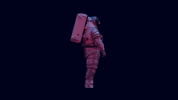 Astronaut Černým Hledím Bílým Prostorovým Skafandrem Růžově Modrým Fialovým Náladovým — Stock fotografie