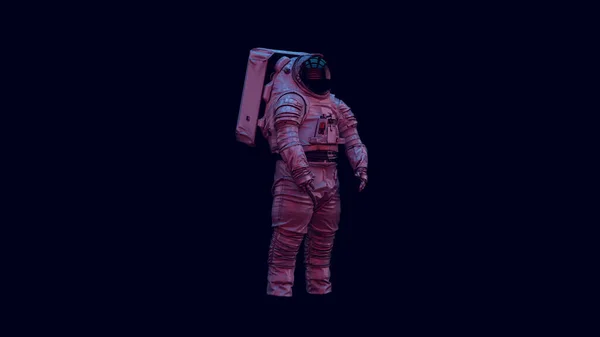 Astronaut Met Black Visor White Spacewalk Ruimtepak Met Pink Blue — Stockfoto