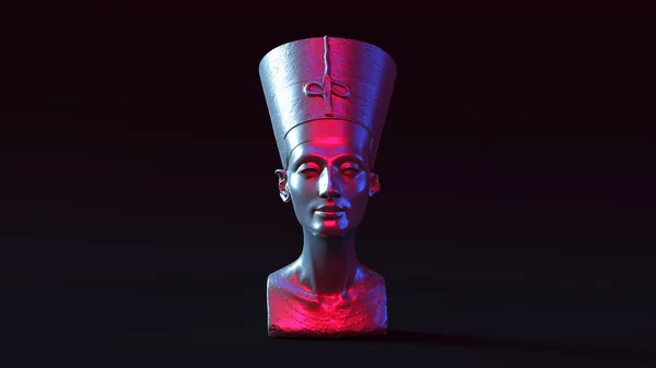 Bust Nefertiti Rózsaszín Kék Moody Évek Világítás Illusztráció Render — Stock Fotó