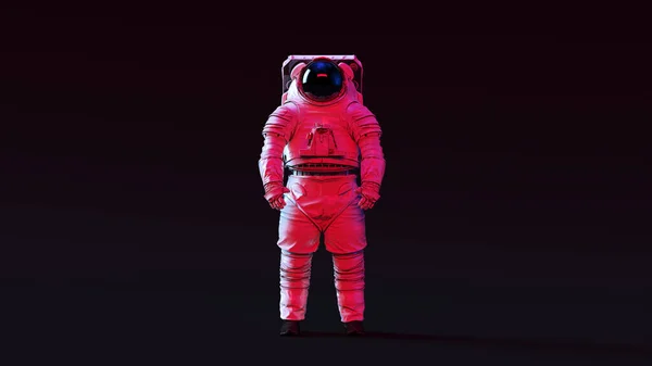 ブラックバイザーとホワイトムーディーと宇宙服を着た宇宙飛行士80年代の照明3Dイラストレンダリング — ストック写真