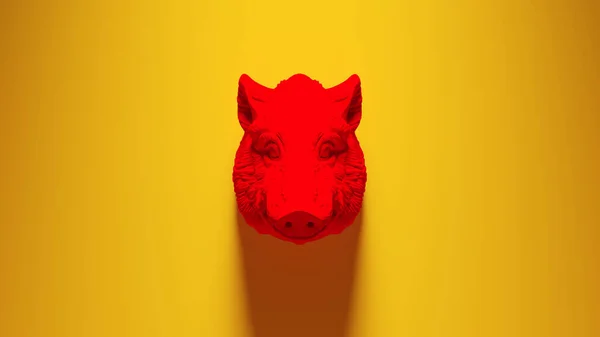 Rote Warzenschweinbüste Mit Gelbem Hintergrund Illustration Renderer — Stockfoto