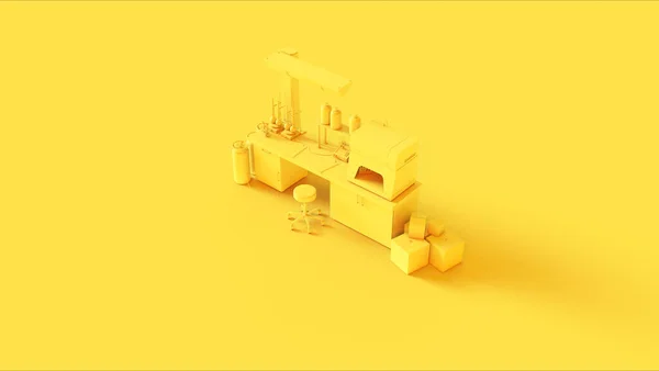 Equipo Científico Laboratorio Industrial Amarillo Ilustración Rend — Foto de Stock