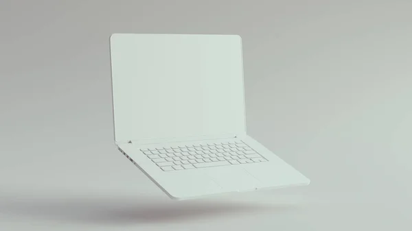 Witte Laptop Zwevende Illustratie Renderen — Stockfoto