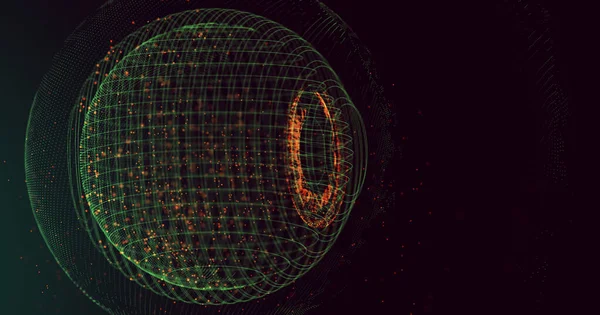 Digital Eyeball Cyber Security Holographic Green an Red Orange 3d illustration render