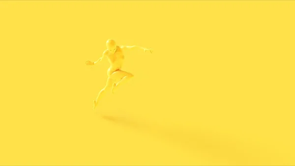 黄非二元女子跳跃池3D插图 — 图库照片