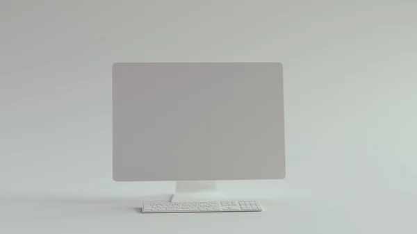 White Desktop Computer Slim Keyboard Illustration — 스톡 사진