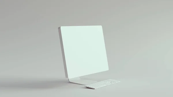 Computador Mesa Branco Ilustração Slim Keyboard — Fotografia de Stock