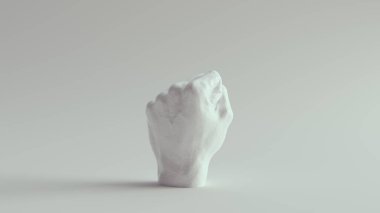 Beyaz Kaldırılmış Yumruk 3D illüstrasyon canlandırıcı 