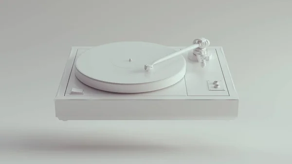 Beyaz Vintage Turntable Plak Oynatıcı Yüzen Illüstrasyon Oluşturucu — Stok fotoğraf