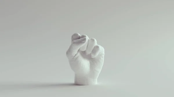 White Raised Clenched Fist Ilustrație Render — Fotografie, imagine de stoc
