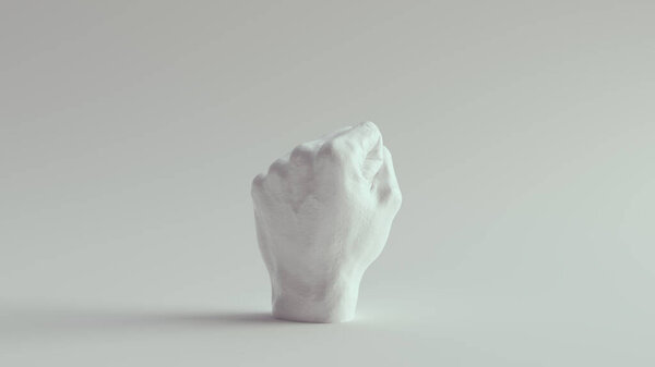 White Raised Clenched Fist 3d illustration render 