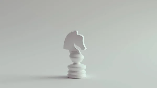 White Chess Knight Piece Ilustracja Renderowania — Zdjęcie stockowe