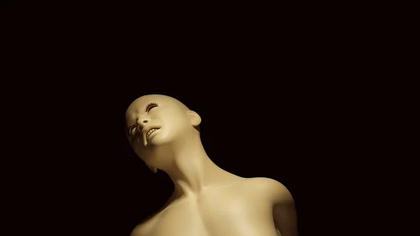 Feminino Masculino Branco Creme Osso Cor Busto Cabeça Para Trás — Fotografia de Stock