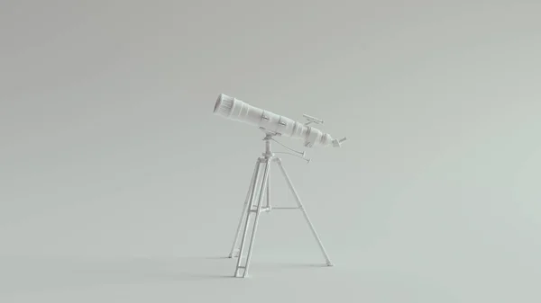 Fehér Modern Teleszkóp Illusztráció Render — Stock Fotó