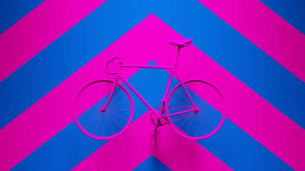 Rosa Fahrrad Mit Rosa Und Blauem Chevron Hintergrund Illustration Rendern — Stockfoto