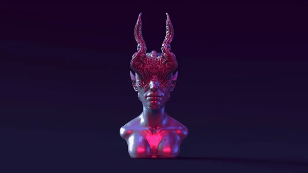 Silver Demonic Queen Bust Pink Blue White Moody 80S Light — 스톡 사진